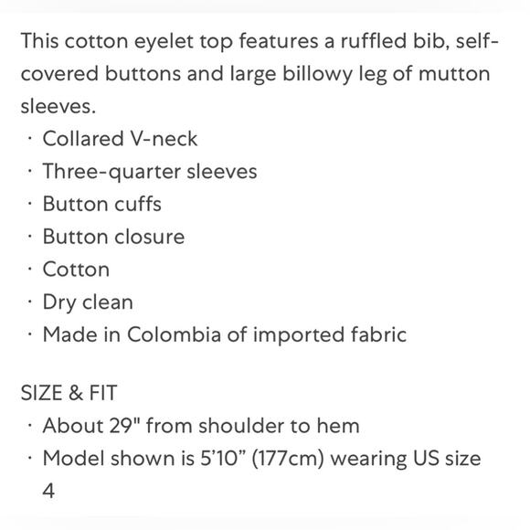 NWT New Johanna Ortiz Ecru Endless Curiosity Long Sleeve Ruffle Blouse Size 4 - Picture 7 of 13